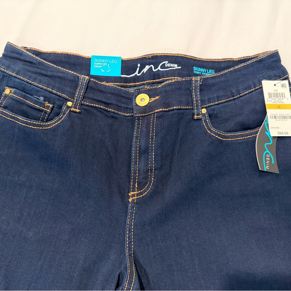 INC International Concepts Dark Blue Women's Curvy Fit Crop Denim size 14 - Picture 3 of 6